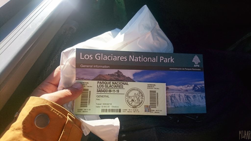 los glaciares national park 入場チケット、案内、ゴミ袋